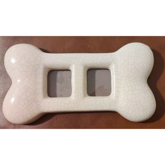 Pet Giftco White Ceramic Dog Bone 8" Picture Photo Frame New in Box - Picture 2 of 4